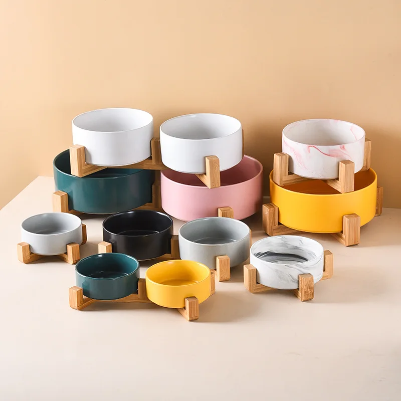 Cat Bowl Double Pet Dish With Wooden Stand Tall Elevated For Cervical Protection Cat Bowl Double Pet Dish With Wooden Stand Tall Elevated For Cervical Protection - Image 10