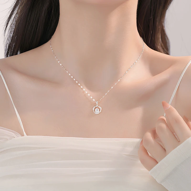 Neue Silber Halskette Für Frauen Licht Luxus High-End Runde Blume Anhänger Schlüsselbein Kette Geschenk Für Freundin Hochzeit Schmuck Neue Silber Halskette Für Frauen Licht Luxus High-End Runde Blume Anhänger Schlüsselbein Kette Geschenk Für Freundin Hochzeit Schmuck - Image 3