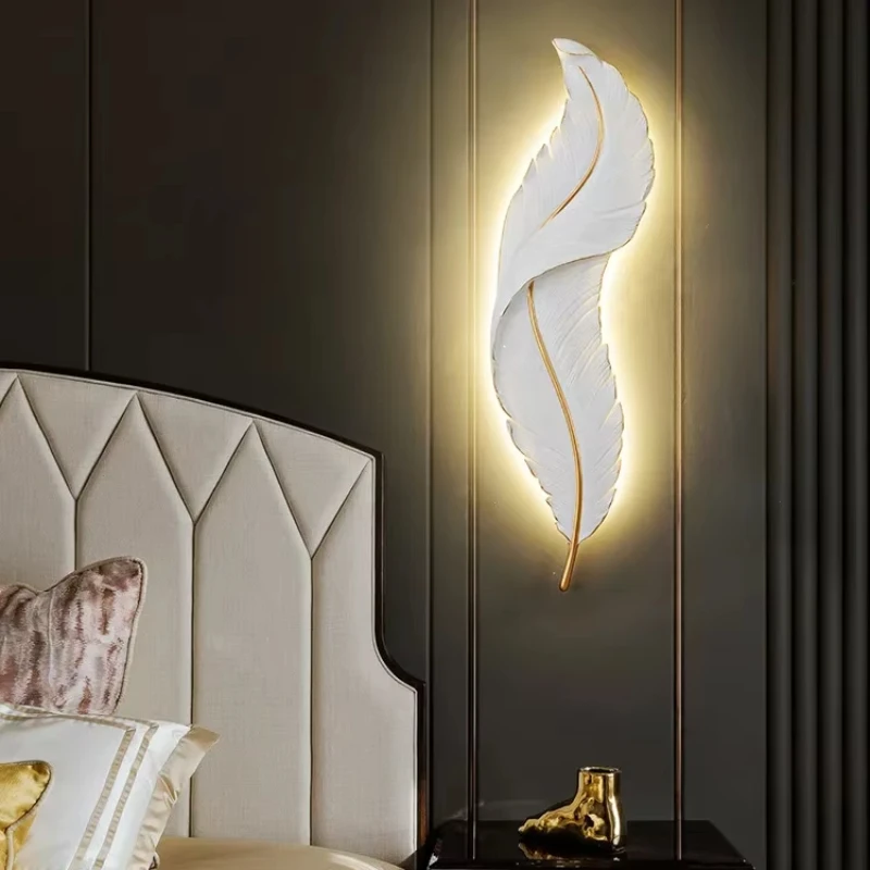 Moderne Wohnzimmer Korridor Beleuchtung Wand Lampe Nordic Wohnkultur Schlafzimmer Nacht Lampen Licht Luxus Kreative Led Feder Lampe Moderne Wohnzimmer Korridor Beleuchtung Wand Lampe Nordic Wohnkultur Schlafzimmer Nacht Lampen Licht Luxus Kreative Led Feder Lampe - Image 4