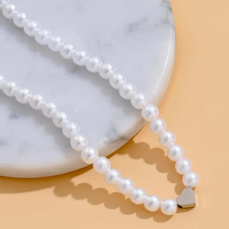 Modische Herzförmige Kunstperlen-Choker-Halskette Für Frauen Einfache Elegante Perlenkette Koreanischer Stil Party Hochzeit Schmuck Geschenke Modische Herzförmige Kunstperlen-Choker-Halskette Für Frauen Einfache Elegante Perlenkette Koreanischer Stil Party Hochzeit Schmuck Geschenke - Image 18