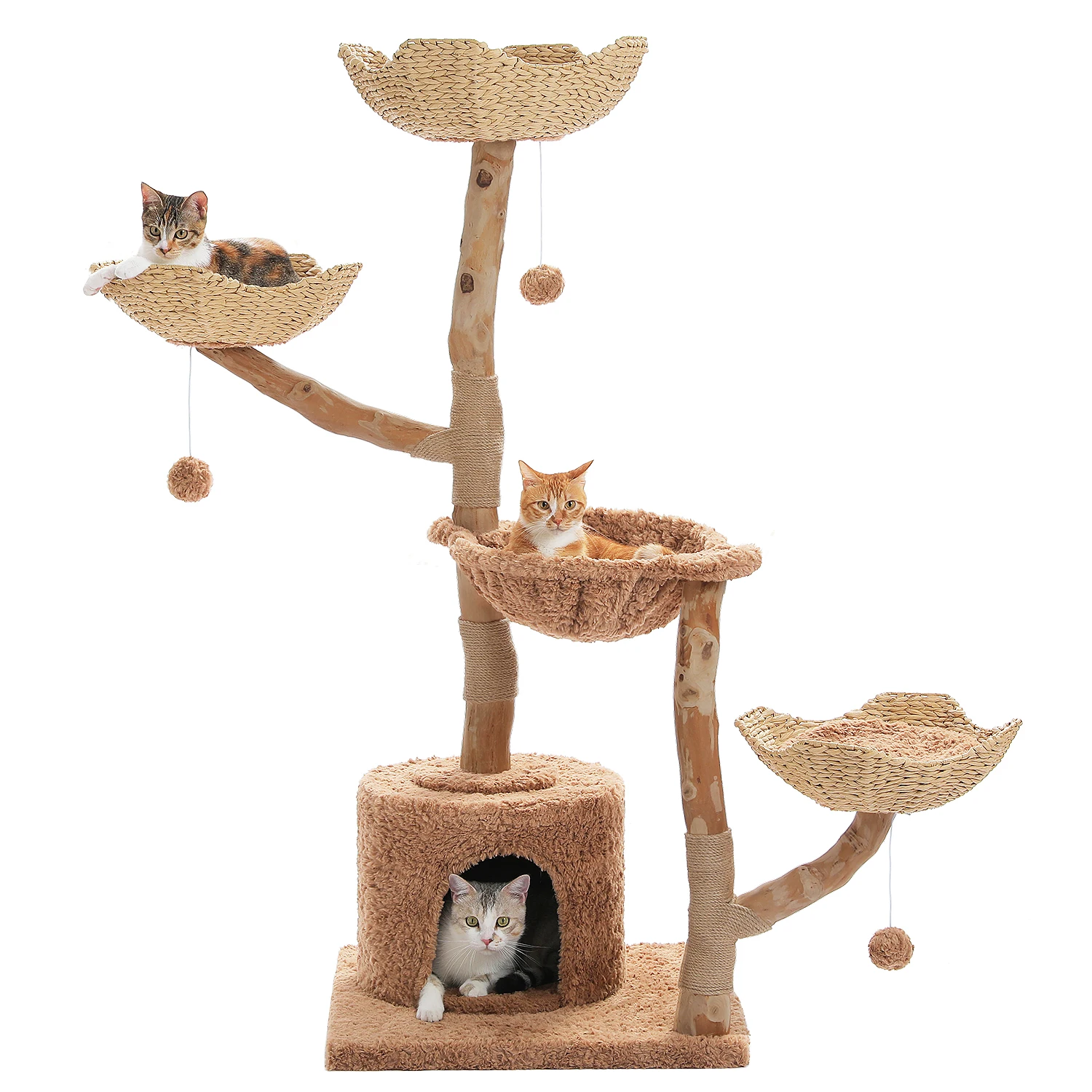 Large Cat Tree Tower With Sisal Scratching Post Wicker Basket Bed Flower Cat Condo Indoor Modern Cat Furniture Cat Accessories Large Cat Tree Tower With Sisal Scratching Post Wicker Basket Bed Flower Cat Condo Indoor Modern Cat Furniture Cat Accessories - Image 9