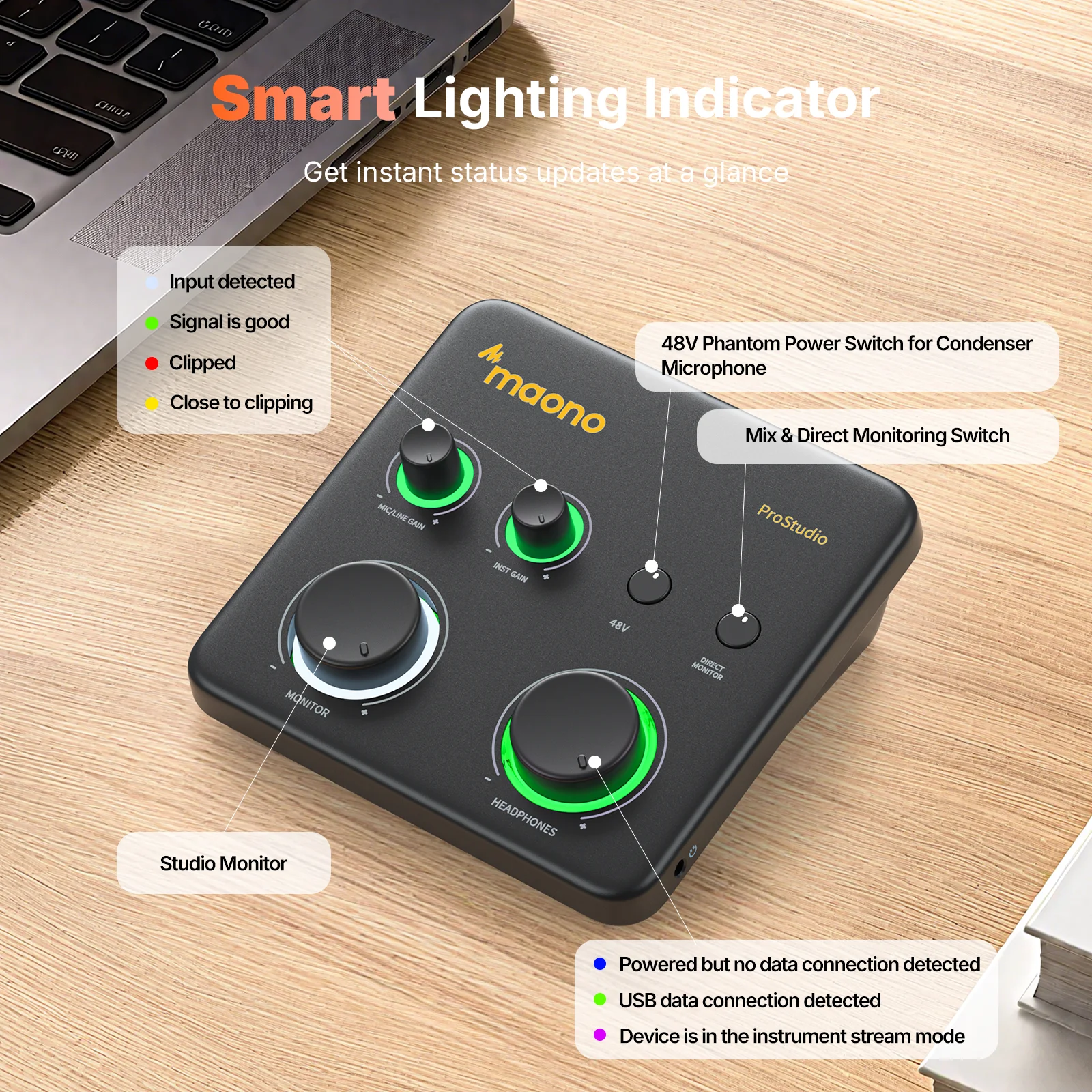 Maono Ps22 Lite Usb-Audio-Interface – Tragbare Soundkarte Mit Xlr-Eingang Für Pc, Musik, Gitarre, Daw &Amp; Streaming Maono Ps22 Lite Usb-Audio-Interface – Tragbare Soundkarte Mit Xlr-Eingang Für Pc, Musik, Gitarre, Daw &Amp; Streaming - Image 6