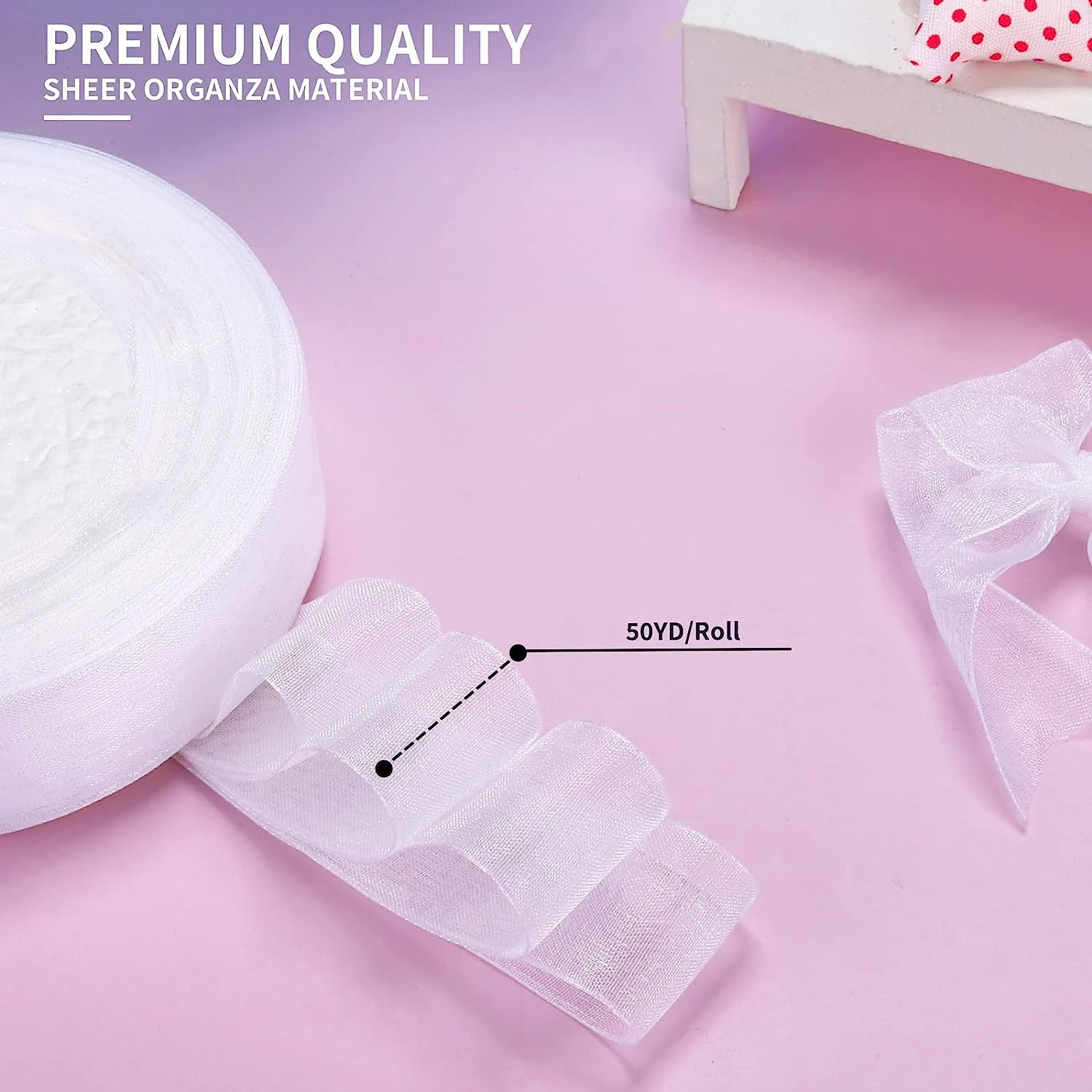 50 Yards Weißes, Durchsichtiges Chiffonband Aus Organza Und Satin Für Geschenkverpackungen, Hochzeitsdekoration, Blumensträuße, Party, Diy, Stoffhandwerk 50 Yards Weißes, Durchsichtiges Chiffonband Aus Organza Und Satin Für Geschenkverpackungen, Hochzeitsdekoration, Blumensträuße, Party, Diy, Stoffhandwerk - Image 3