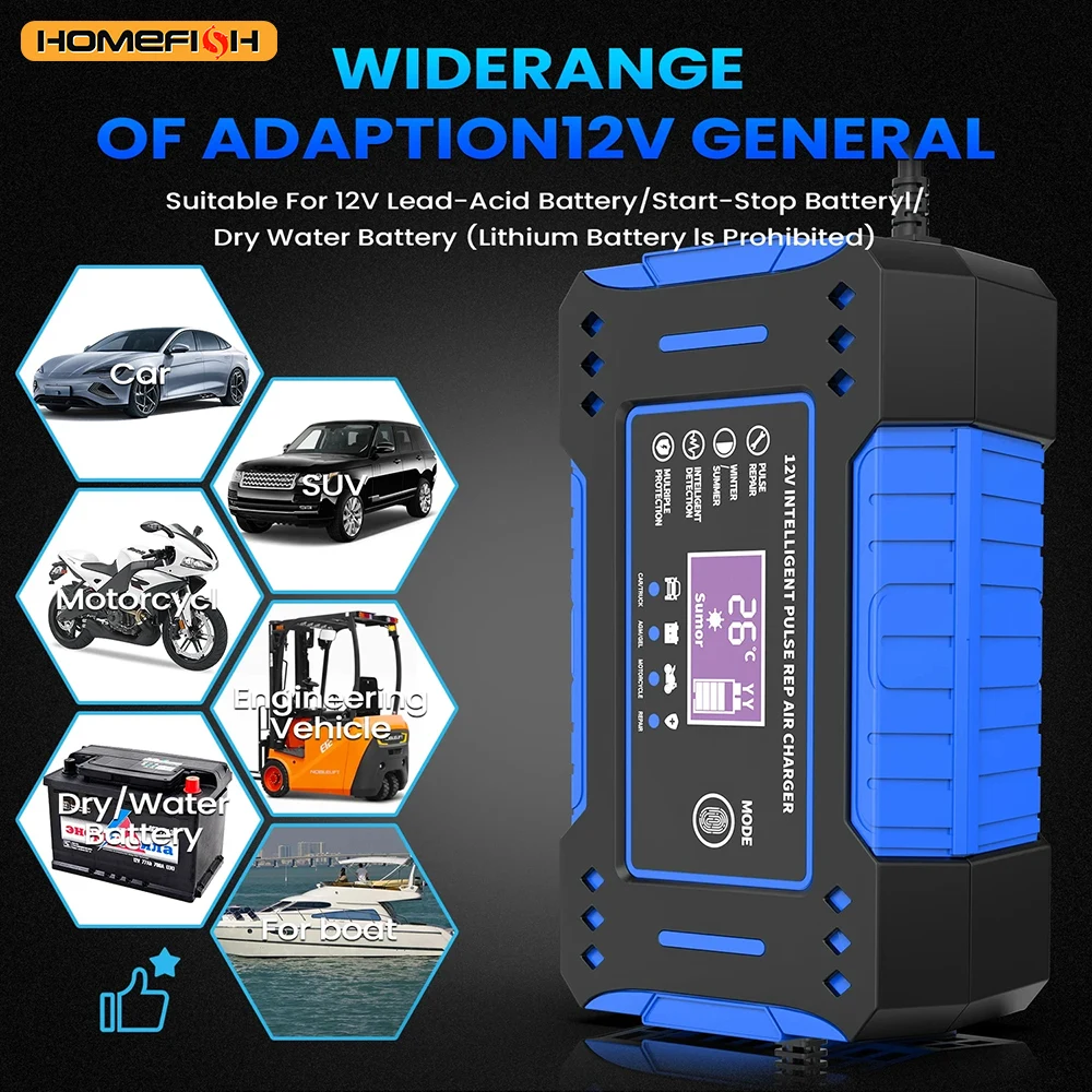 Autobatterie Ladegerät Mit Lcd-Display – Intelligentes Ladegerät Für Auto, Motorrad Und Blei-Säure-Batterien Autobatterie Ladegerät Mit Lcd-Display – Intelligentes Ladegerät Für Auto, Motorrad Und Blei-Säure-Batterien - Image 6