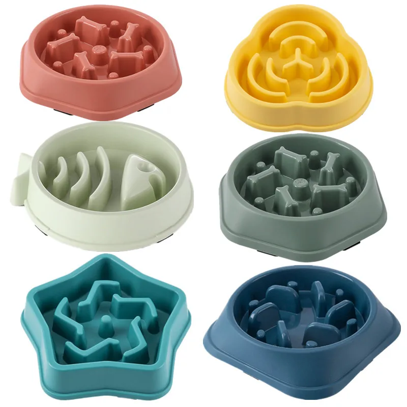 Pet Cat Slow Food Bowl Fat Help Healthy Round Anti-Choking Thickened And Non-Slip Multiple Colors Shapes Pet Cat Slow Food Bowl Fat Help Healthy Round Anti-Choking Thickened And Non-Slip Multiple Colors Shapes
