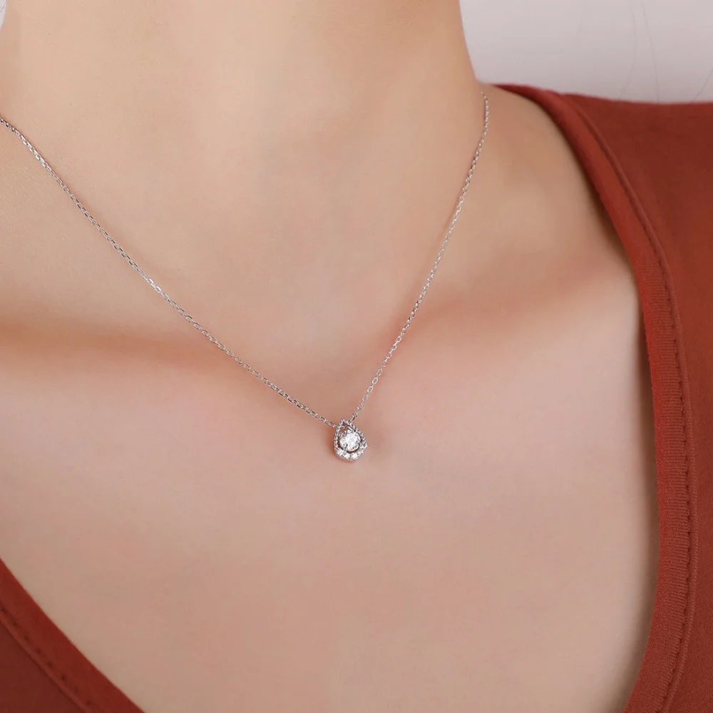 Nkhog 0,5 Ct Echter Moissanit S925 Silber Anhänger Halskette Für Frauen Funkelnde Labor-Diamant-Halskette 18 Karat Vergoldet Edler Schmuck Geschenk Nkhog 0,5 Ct Echter Moissanit S925 Silber Anhänger Halskette Für Frauen Funkelnde Labor-Diamant-Halskette 18 Karat Vergoldet Edler Schmuck Geschenk - Image 4
