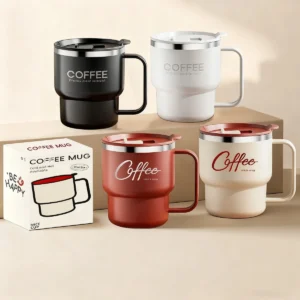 WORTHBUY Tragbare isolierte Kaffeetasse aus Edelstahl 304, doppellagiger Milchkaffeebecher, versiegelter Trinkbecher für kaltes und heißes Wasser