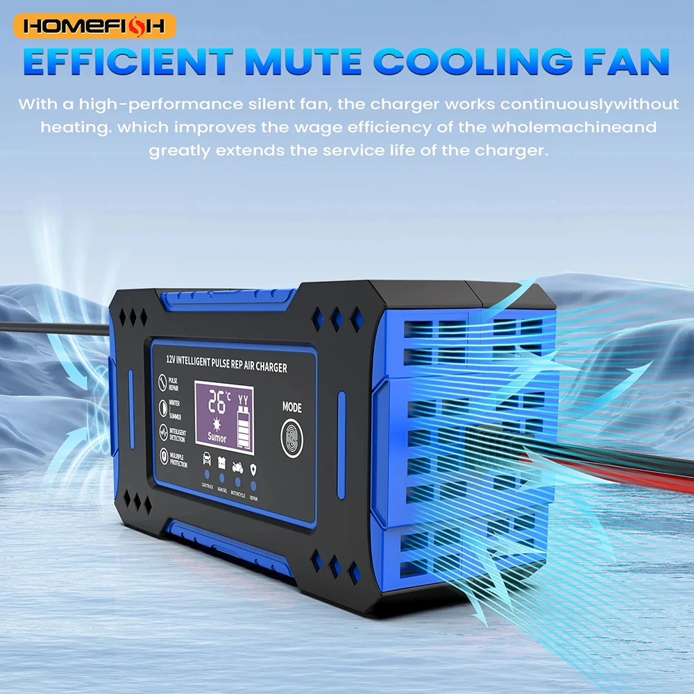 Autobatterie Ladegerät Mit Lcd-Display – Intelligentes Ladegerät Für Auto, Motorrad Und Blei-Säure-Batterien Autobatterie Ladegerät Mit Lcd-Display – Intelligentes Ladegerät Für Auto, Motorrad Und Blei-Säure-Batterien - Image 4