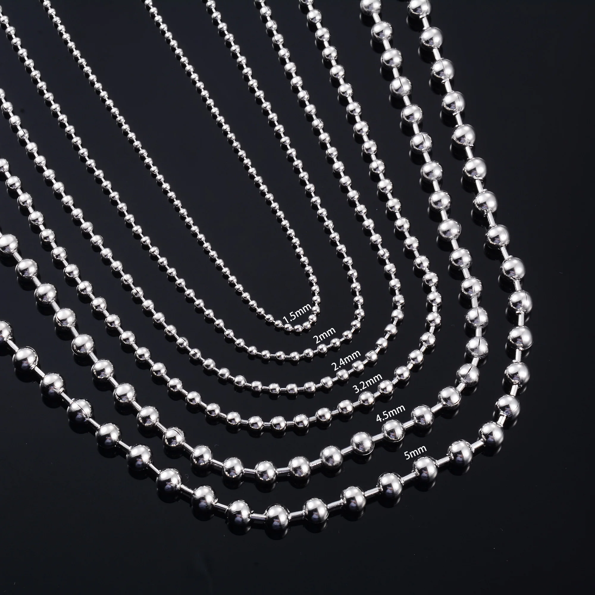 Round Bead Chain On The Neck Rolo Ball Necklace Stainless Steel Jewelry Accessories For Women Men Waterproof Choker Silver Color Round Bead Chain On The Neck Rolo Ball Necklace Stainless Steel Jewelry Accessories For Women Men Waterproof Choker Silver Color - Image 3