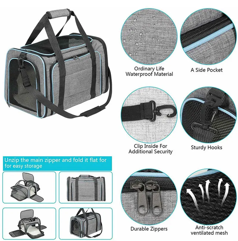 Pet Carriers Bag Portable Breathable Foldable Bag Cat Dog Carrier Bags Outgoing Outdoor Travel Pets Cats Handbag Safety Zippers Pet Carriers Bag Portable Breathable Foldable Bag Cat Dog Carrier Bags Outgoing Outdoor Travel Pets Cats Handbag Safety Zippers - Image 22