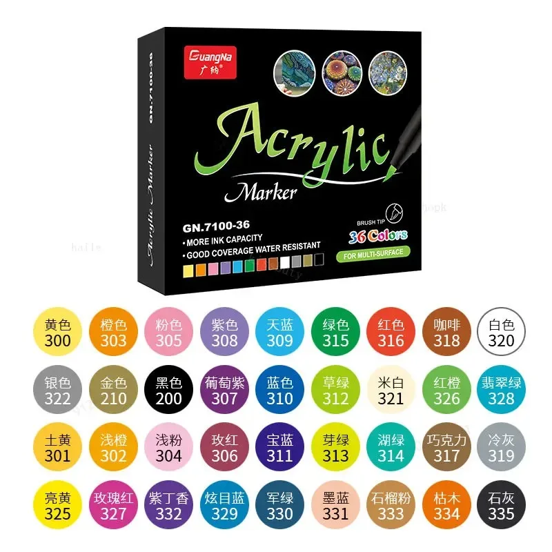 12-60 Farben Acryl Pinsel Markierung Stifte Für Stoff Leinwand Stein Metall Keramik Diy Mal Stift 12-60 Farben Acryl Pinsel Markierung Stifte Für Stoff Leinwand Stein Metall Keramik Diy Mal Stift - Image 5