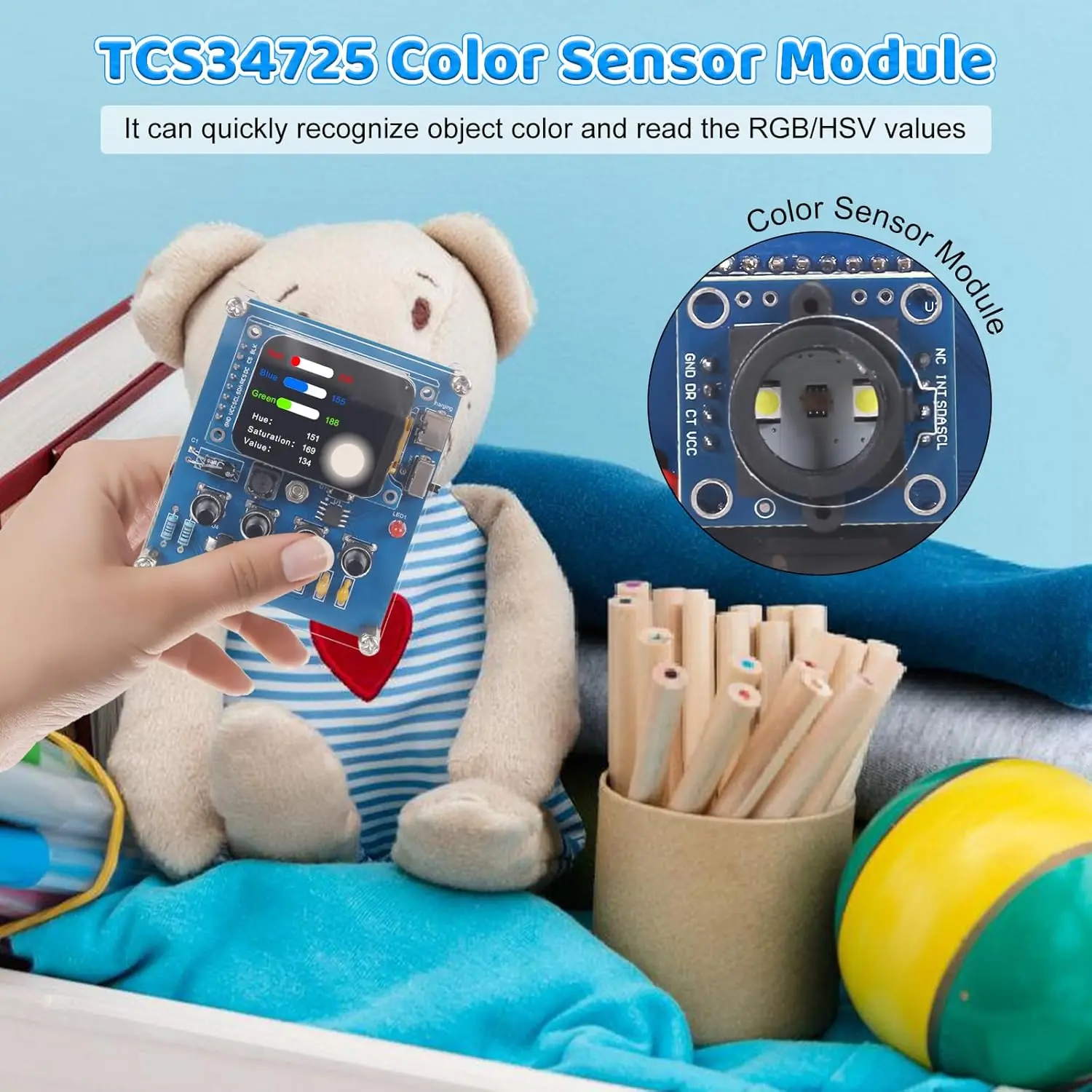 Diy-Farberkennungs-Bausatz Mit Tcs34725-Sensor – 1,69-Zoll-Tft-Display, Lötübung Und Stem-Elektronikprojekt Zum Lernen Von Rgb &Amp; Hsv Diy-Farberkennungs-Bausatz Mit Tcs34725-Sensor – 1,69-Zoll-Tft-Display, Lötübung Und Stem-Elektronikprojekt Zum Lernen Von Rgb &Amp; Hsv - Image 3