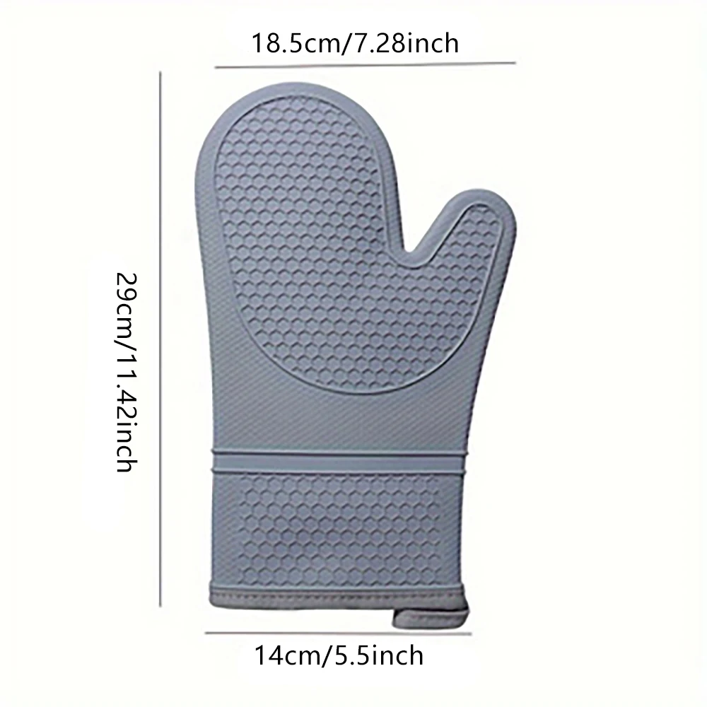 Hitzebeständiges Silikon-Ofenhandschuh-Set Mit Weichem Baumwollfutter, Lange, Flexible, Dicke Silikon-Ofenhandschuhe, Küchenhandschuh Hitzebeständiges Silikon-Ofenhandschuh-Set Mit Weichem Baumwollfutter, Lange, Flexible, Dicke Silikon-Ofenhandschuhe, Küchenhandschuh - Image 2
