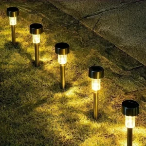 10 Stück Solarleuchten für den Außenbereich, Gartenlampe, solarbetrieben, wasserdicht, Landschaftspfad, LED-Licht für Hof, Hinterhof, Rasen, Terrasse, dekorativ