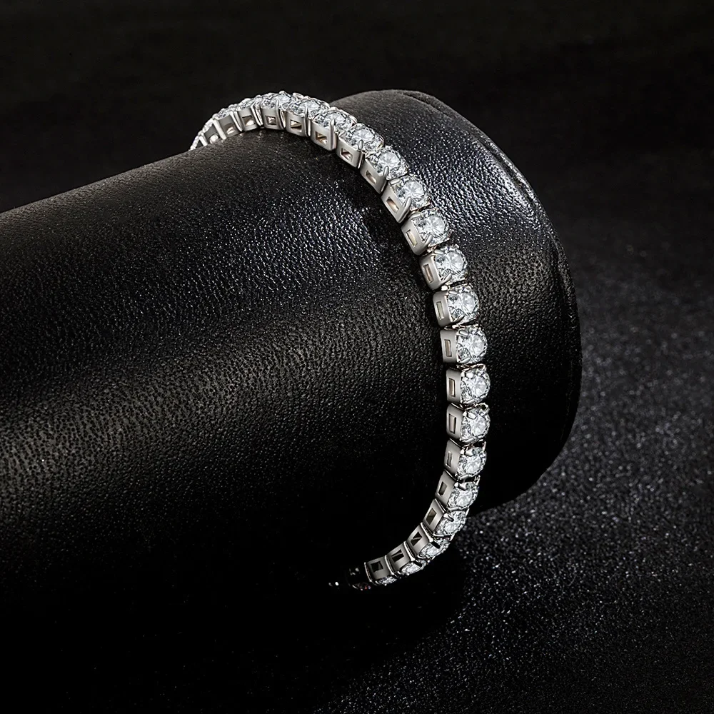 S925 Sterling Silber Armband Zirkonia Tennis Ball Frauen Mode Einfache Verlobung Hochzeit Charme Schmuck 4Mm 16-20 Cm S925 Sterling Silber Armband Zirkonia Tennis Ball Frauen Mode Einfache Verlobung Hochzeit Charme Schmuck 4Mm 16-20 Cm - Image 2