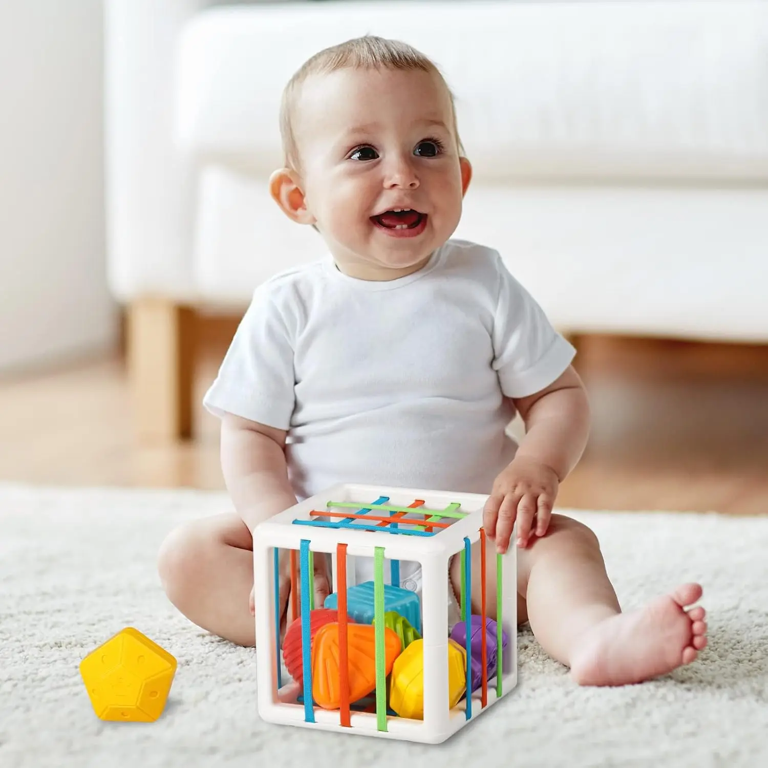 Sensory Shape Sorting Cube Toy For Toddlers 1-3 Years, Developmental Learning Gift With Textured Blocks Sensory Shape Sorting Cube Toy For Toddlers 1-3 Years, Developmental Learning Gift With Textured Blocks - Image 5