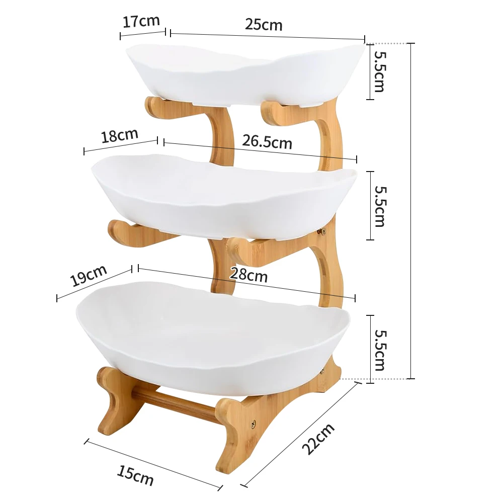 Obstschalenständer Mit 3 Ebenen, 3 Größen, Obstschalen- Und Bambusständer, Obstkörbe Für Küchen, Partys, Hochzeiten, Snacks, Desserts Obstschalenständer Mit 3 Ebenen, 3 Größen, Obstschalen- Und Bambusständer, Obstkörbe Für Küchen, Partys, Hochzeiten, Snacks, Desserts - Image 2