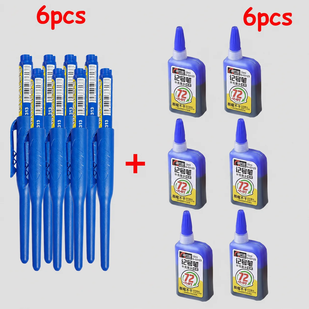 1–6 Stück, 45 Mm, Wasserdicht, Lange Kopfspitze, Tiefloch-Marker, Fliesen-Tischler-Stift, Mehrzweck Für Die Holzbearbeitung, Schwarze/Blaue/Rote Tinte 1–6 Stück, 45 Mm, Wasserdicht, Lange Kopfspitze, Tiefloch-Marker, Fliesen-Tischler-Stift, Mehrzweck Für Die Holzbearbeitung, Schwarze/Blaue/Rote Tinte - Image 3