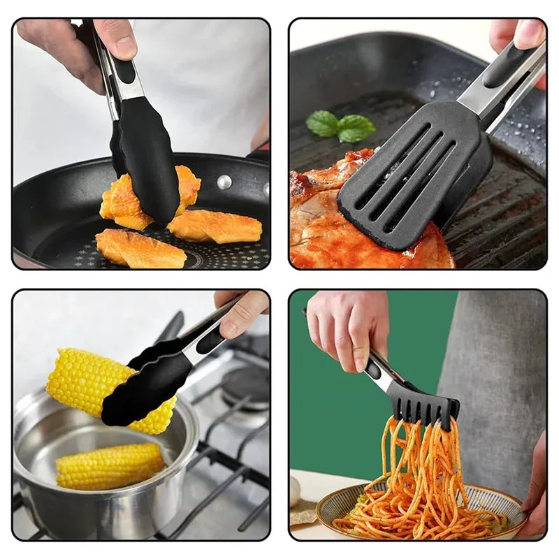 3 Stücke Silikon Küche Kochen Zangen Set Edelstahl Antihaft Lebensmittel Zange Nicht-Slip Kochen Clip Clamp Bbq Salat Grill Werkzeuge 3 Stücke Silikon Küche Kochen Zangen Set Edelstahl Antihaft Lebensmittel Zange Nicht-Slip Kochen Clip Clamp Bbq Salat Grill Werkzeuge - Image 2
