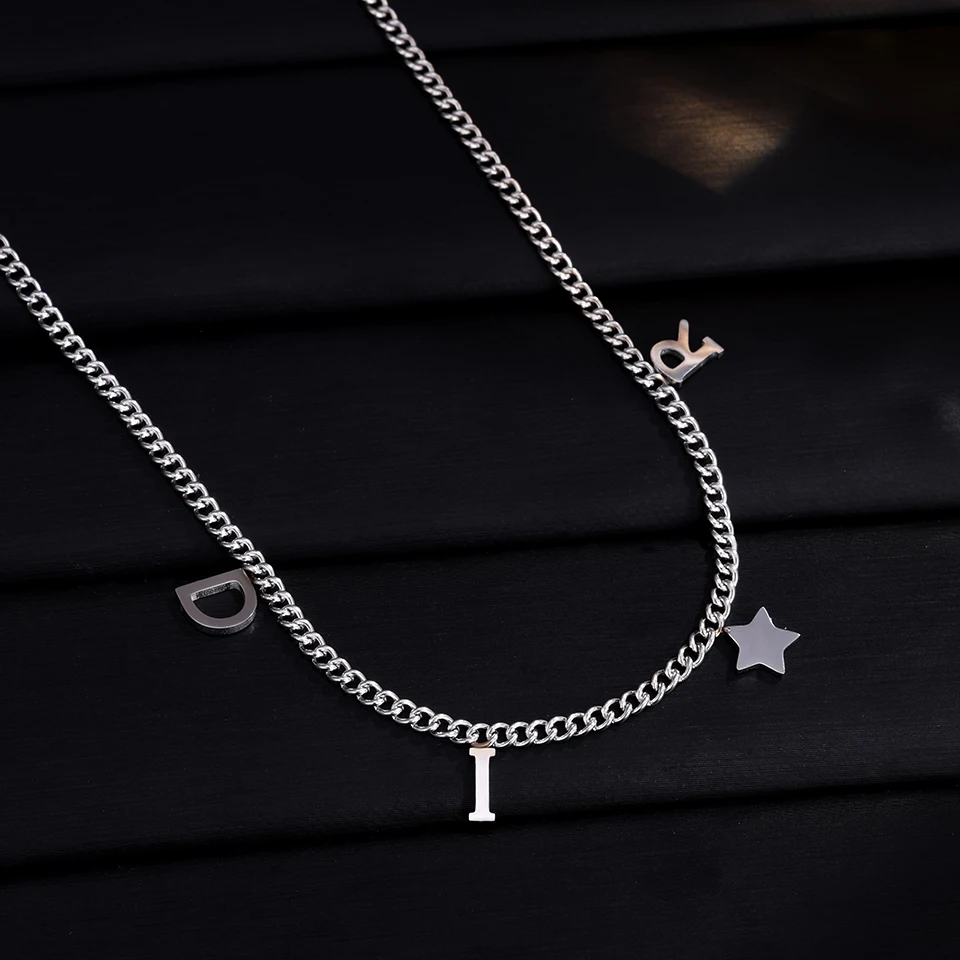 Mode Brief Stern Anhänger Halskette Für Frauen Einfache Edelstahl Kette Luxus Schmuck Zubehör Geschenk Mode Brief Stern Anhänger Halskette Für Frauen Einfache Edelstahl Kette Luxus Schmuck Zubehör Geschenk - Image 5