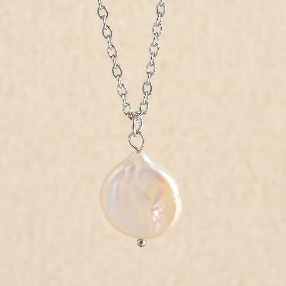 Echte Unregelmäßige Natürliche Süßwasserperlen Anhänger Halsketten Edelstahl O Gliederkette 45/50/60 Cm Modeschmuck Halskette Echte Unregelmäßige Natürliche Süßwasserperlen Anhänger Halsketten Edelstahl O Gliederkette 45/50/60 Cm Modeschmuck Halskette - Image 8