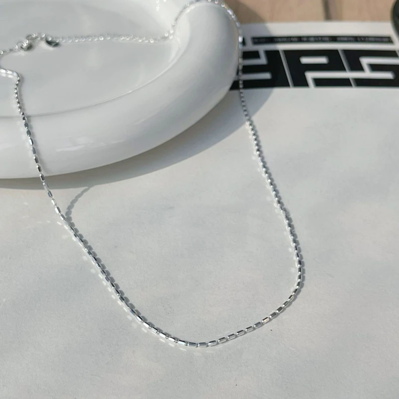 925 Sterling Silver Necklace With Simple Geometric Beads Choker Shiny And Delicate Collarbone Chain For Women Fashion Jewellery 925 Sterling Silver Necklace With Simple Geometric Beads Choker Shiny And Delicate Collarbone Chain For Women Fashion Jewellery - Image 5
