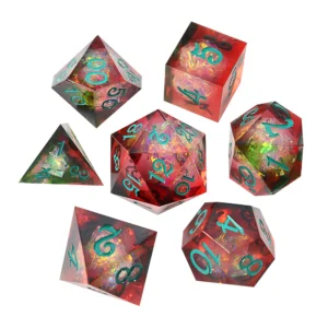 Ein Satz Harz-Würfel mit scharfen Kanten und leuchtenden Farben, geeignet für viele Rollenspiele und Kartenspiele usw.