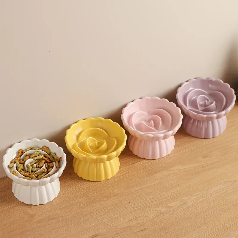 Cat Food Bowl Ceramic Elevated Cats Small Dogs Slow Feed Bowls Anti-Choking Pet Eating Feeders Anti-Gulping Puppy Supplies Cat Food Bowl Ceramic Elevated Cats Small Dogs Slow Feed Bowls Anti-Choking Pet Eating Feeders Anti-Gulping Puppy Supplies - Image 4