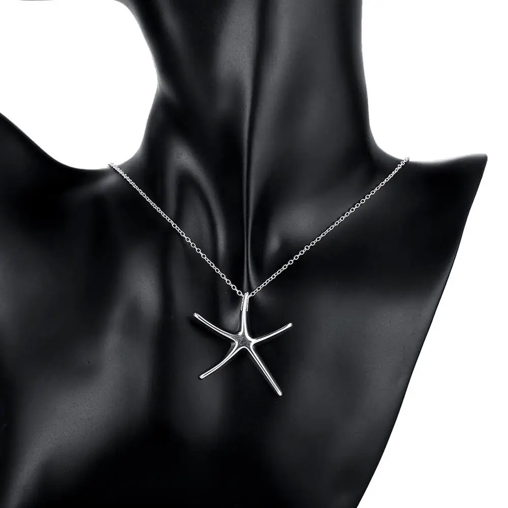 925Er Sterlingsilber, Hübscher, Feiner Seestern-Anhänger, Armband, Halskette, Ohrring, Schmuckset Für Damen, Mode, Party, Geschenk 925Er Sterlingsilber, Hübscher, Feiner Seestern-Anhänger, Armband, Halskette, Ohrring, Schmuckset Für Damen, Mode, Party, Geschenk - Image 6