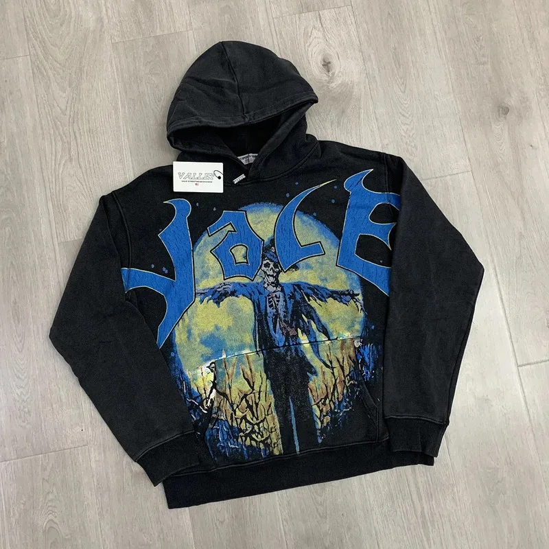 Vordertasche, Großer Buchstabe, Totenkopf-Menschen-Aufdruck, Gewaschene Kapuzenpullover Für Männer Und Frauen, Vintage-Pullover, Lockere Baumwoll-Sweatshirts Vordertasche, Großer Buchstabe, Totenkopf-Menschen-Aufdruck, Gewaschene Kapuzenpullover Für Männer Und Frauen, Vintage-Pullover, Lockere Baumwoll-Sweatshirts