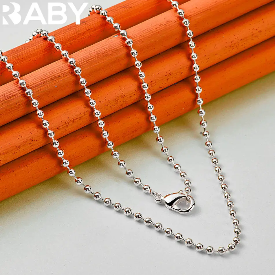 Urbaby 925 Sterling Silver 40-75Cm 2Mm Beads Necklace For Women Anniversary Gift Popular Wild Fashion Romantic Jewelry Urbaby 925 Sterling Silver 40-75Cm 2Mm Beads Necklace For Women Anniversary Gift Popular Wild Fashion Romantic Jewelry - Image 3