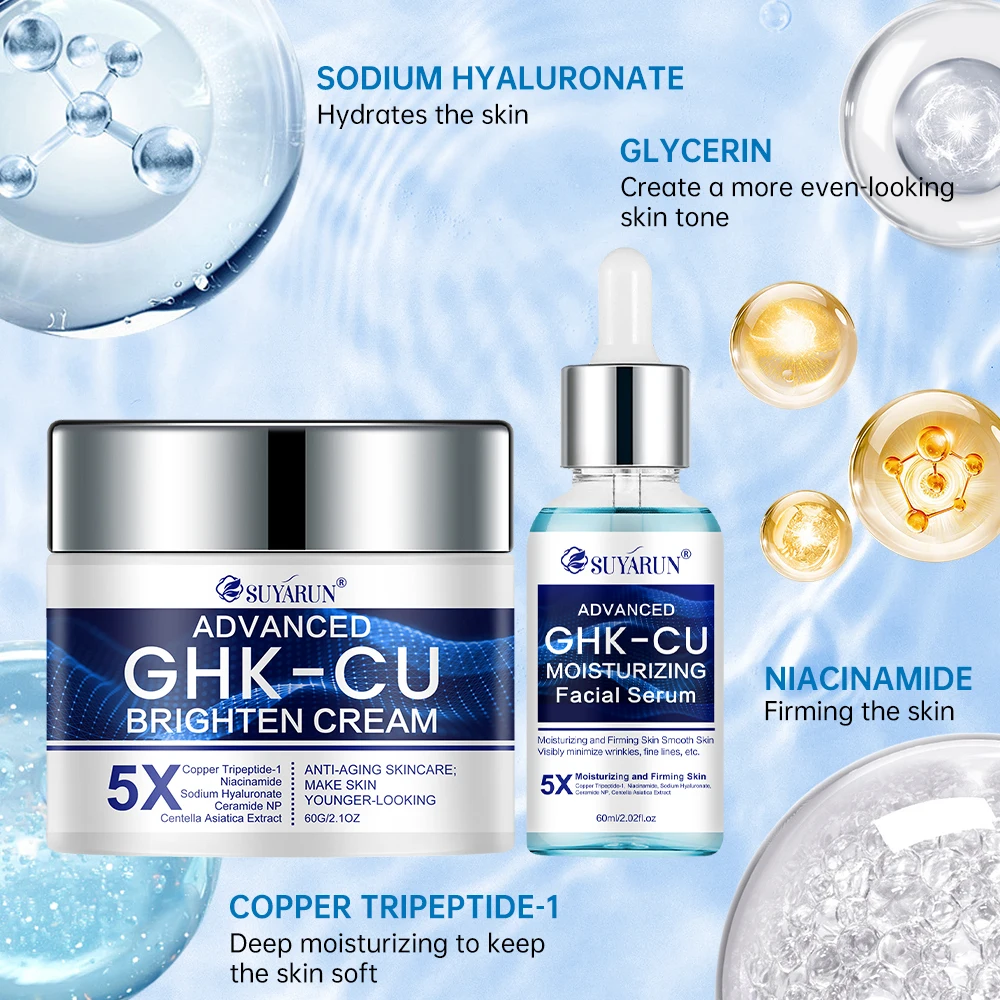 Suyarun Ghk-Cu Creme &Amp; Serum - Anti-Aging Gesichtspflege, Straffend Und Feuchtigkeitsspendend Für Alle Hauttypen, Geeignet Für Frauen. Suyarun Ghk-Cu Creme &Amp; Serum - Anti-Aging Gesichtspflege, Straffend Und Feuchtigkeitsspendend Für Alle Hauttypen, Geeignet Für Frauen. - Image 2