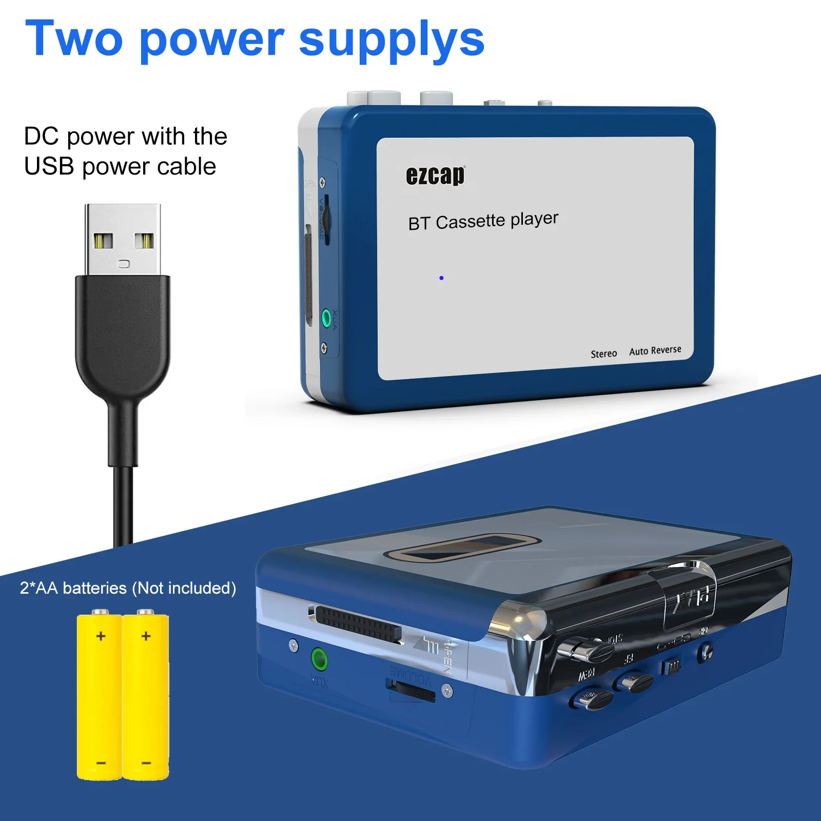 Tragbarer Bluetooth-Kassettenspieler – Kassettenspieler Mit Bluetooth-Ausgang Für Kopfhörer &Amp; Lautsprecher, Walkman Für Musik &Amp; Freizeit Tragbarer Bluetooth-Kassettenspieler – Kassettenspieler Mit Bluetooth-Ausgang Für Kopfhörer &Amp; Lautsprecher, Walkman Für Musik &Amp; Freizeit - Image 3