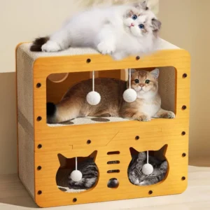 Two-layer Multifunctional Cat House Cat Bed Cat Scratching Board Soft Comfortable Eco Friendly for Indoor Cats Cat Cardboard