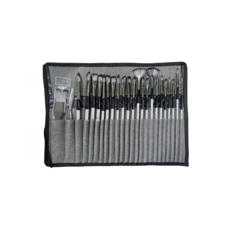 24-Teiliges Nylon-Pinselset Silbergrauer Stiftgriff Vorhang-Ölpinsel Gouache-Aquarellpinsel 24-Teiliges Nylon-Pinselset Silbergrauer Stiftgriff Vorhang-Ölpinsel Gouache-Aquarellpinsel - Image 6