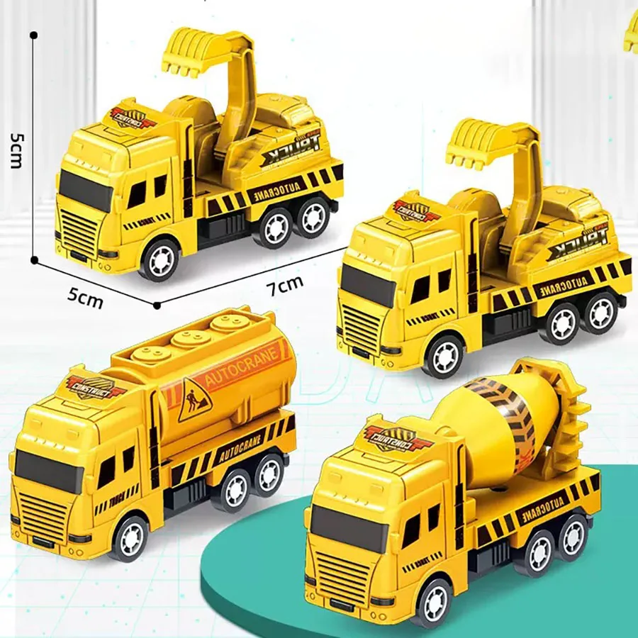4Er-Pack Rückzieh-Autos, Reibungsgetriebene Spielzeugfahrzeuge Bau-Set - Muldenkipper Kran Für Kleinkinder Jungen Mädchen Geschenk 4Er-Pack Rückzieh-Autos, Reibungsgetriebene Spielzeugfahrzeuge Bau-Set - Muldenkipper Kran Für Kleinkinder Jungen Mädchen Geschenk - Image 2
