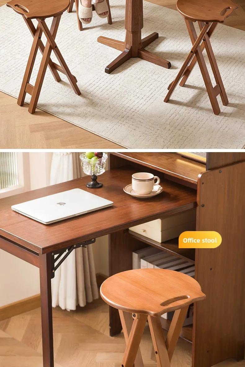 Retro Style Bamboo Folding Stool, Household Foldable Round Stool, Foldable High Stool, Bar Stool, Restaurant Dining Stool Retro Style Bamboo Folding Stool, Household Foldable Round Stool, Foldable High Stool, Bar Stool, Restaurant Dining Stool - Image 22