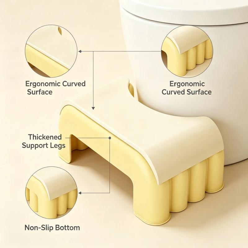 Anti Slip Toilet Stool Squat Adult Bathroom Footstool 16.5Cm Heavy Duty Squatting Step Foot Potty Mat For Pooping Rest Posture Anti Slip Toilet Stool Squat Adult Bathroom Footstool 16.5Cm Heavy Duty Squatting Step Foot Potty Mat For Pooping Rest Posture - Image 2