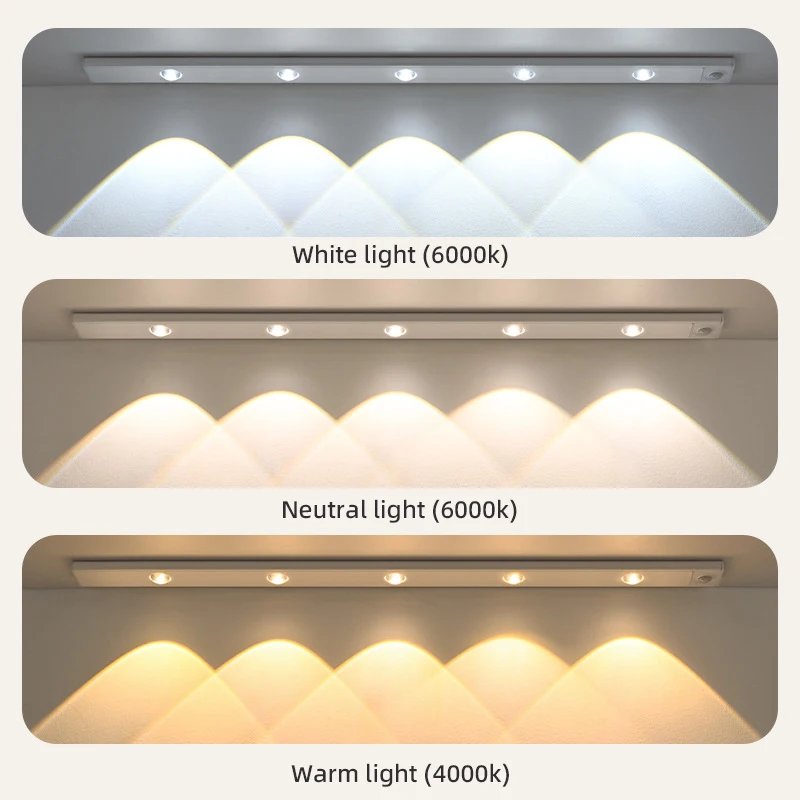 Weiße/Schwarze Led-Schrankleuchte, Usb Wiederaufladbar, Bewegungsmelder, Led-Licht Für Küche, Kleiderschrank, Schrankbeleuchtung, 20 Cm/30 Cm/40 Cm/50 Cm Weiße/Schwarze Led-Schrankleuchte, Usb Wiederaufladbar, Bewegungsmelder, Led-Licht Für Küche, Kleiderschrank, Schrankbeleuchtung, 20 Cm/30 Cm/40 Cm/50 Cm - Image 2