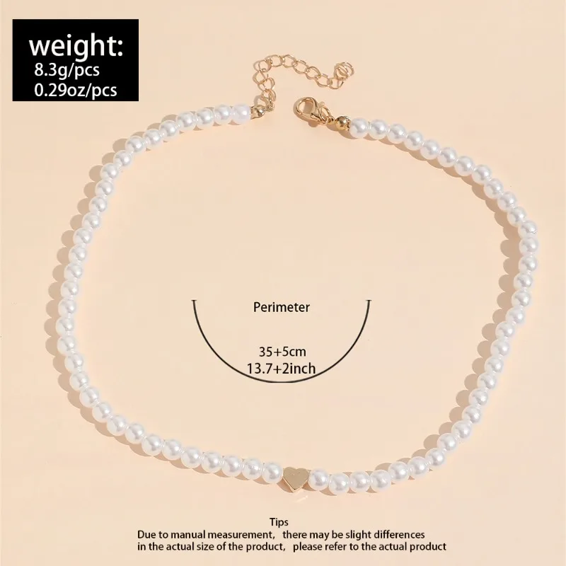 Modische Herzförmige Kunstperlen-Choker-Halskette Für Frauen Einfache Elegante Perlenkette Koreanischer Stil Party Hochzeit Schmuck Geschenke Modische Herzförmige Kunstperlen-Choker-Halskette Für Frauen Einfache Elegante Perlenkette Koreanischer Stil Party Hochzeit Schmuck Geschenke - Image 11