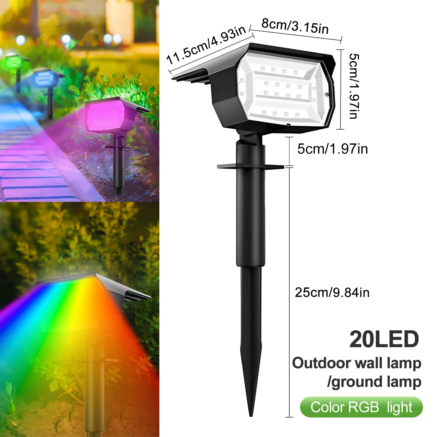 20 Led Solar-Gartenstrahler Rgb – Farbwechselnde Außenbeleuchtung Mit Ip65-Schutz Für Garten, Landschaft Und Terrasse 20 Led Solar-Gartenstrahler Rgb – Farbwechselnde Außenbeleuchtung Mit Ip65-Schutz Für Garten, Landschaft Und Terrasse - Image 7
