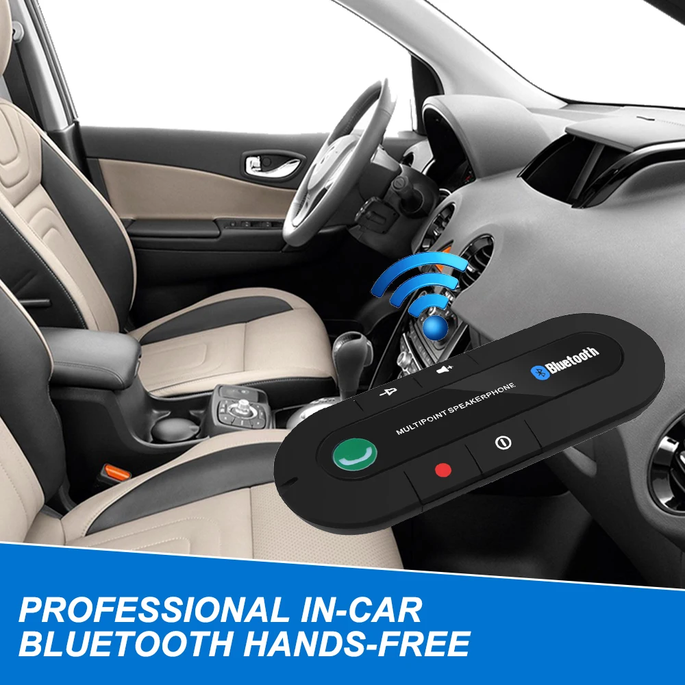 Bluetooth Freisprecheinrichtung Fürs Auto – Kabelloser Lautsprecher Mit Sonnenblenden-Clip, Mp3-Player Und Stereo-Audio Bluetooth Freisprecheinrichtung Fürs Auto – Kabelloser Lautsprecher Mit Sonnenblenden-Clip, Mp3-Player Und Stereo-Audio - Image 3