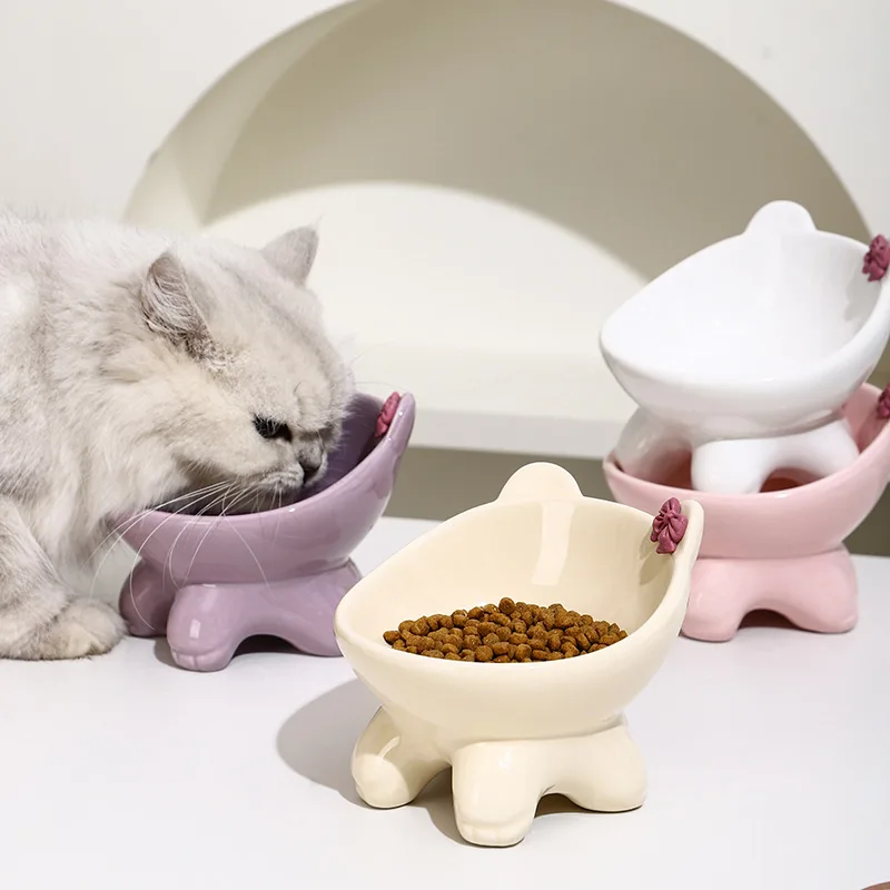 Ceramic Tilted Cat Food Bowl Elevated Cat Bowl Ergonomic Cat Food Dish Anti Vomiting Raised Cat Food Bowl Non Slip For Cats Dog Ceramic Tilted Cat Food Bowl Elevated Cat Bowl Ergonomic Cat Food Dish Anti Vomiting Raised Cat Food Bowl Non Slip For Cats Dog