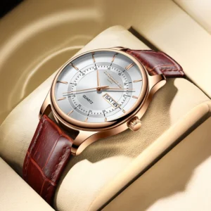 Top Marke Mode Männer Uhr Reloj Hombre Leder wasserdichte Sport Quarzuhr für Männer Woche Datum Relogio Masculino Herren Geschenk