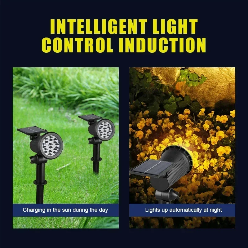 9-Led Solar-Landschaftsstrahler Rgb – Ip65 Wasserdichte Außenbeleuchtung Mit Einstellbarer Helligkeit Für Garten, Hof Und Palmen 9-Led Solar-Landschaftsstrahler Rgb – Ip65 Wasserdichte Außenbeleuchtung Mit Einstellbarer Helligkeit Für Garten, Hof Und Palmen - Image 4