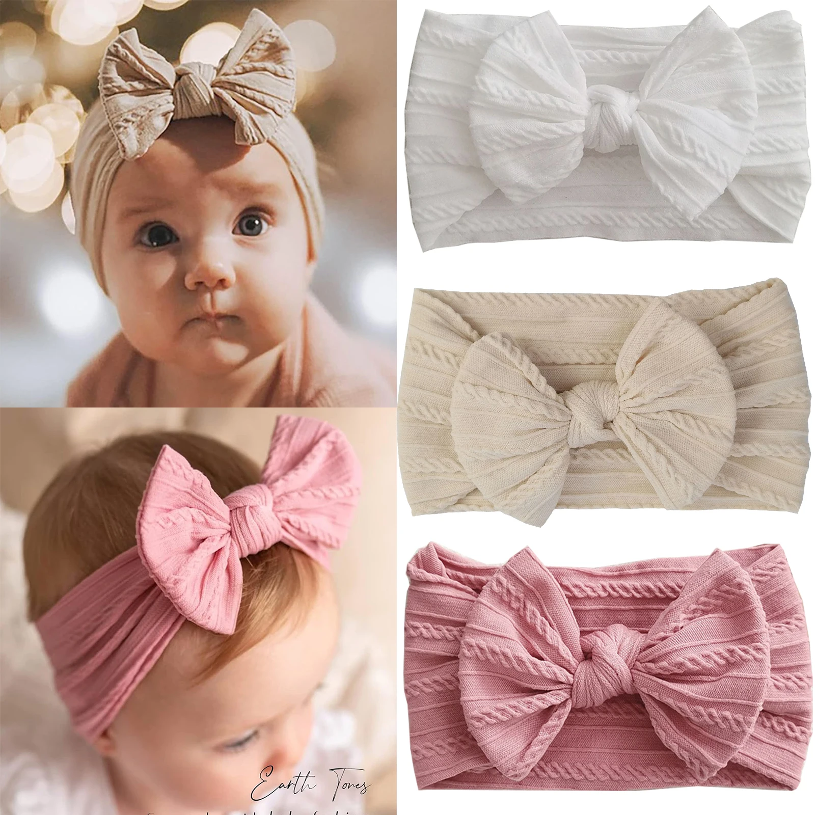 1/3 Stück Einfarbiges Baby-Stirnband Mit Schleife Kinder-Haarband Elastisches Nylon Neugeborenen-Weicher Turban Kopfwickel Kinder-Haaraccessoires 1/3 Stück Einfarbiges Baby-Stirnband Mit Schleife Kinder-Haarband Elastisches Nylon Neugeborenen-Weicher Turban Kopfwickel Kinder-Haaraccessoires