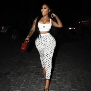 STILVOLLE DAME Mond Gedruckt Sport 2-teiliges Set Frauen Ärmelloses Crop Top und Dünne Hosen Anzüge 2025 Sommer Straße Fitness Outfits