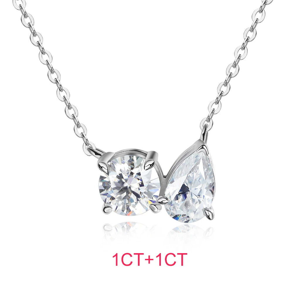 1Ct Runde Und Tropfenförmige Moissanit-Anhänger-Halskette Für Damen, 925Er Sterlingsilber, 18 Karat Vergoldet, Halskette, Hochzeitsschmuck, Gra 1Ct Runde Und Tropfenförmige Moissanit-Anhänger-Halskette Für Damen, 925Er Sterlingsilber, 18 Karat Vergoldet, Halskette, Hochzeitsschmuck, Gra - Image 8
