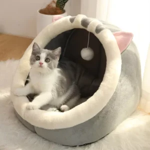 Tiefschlaf-Katzenbett Cartoon-Haustierbett Faltbares Abnehmbares Waschbares Haustier-Schlafbett für Kleine Hunde Matte Tasche Höhle Katzenbett