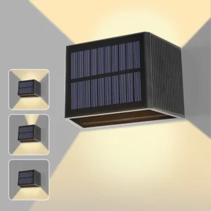 Solar-LED-Wandleuchten, IP65, wasserdicht, Dämmerung bis Morgendämmerung nach oben und unten, Solarleuchte, Außenwandleuchte für Außenzaun, Veranda, Terrasse